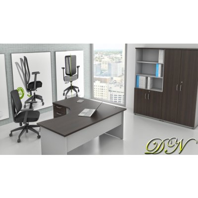 NABYTEK-DESIGNOVY.CZ - ZE 1.18 07 Sestava kancelářského nábytku Komfort 1.18 kaštan/šedá – Zboží Dáma