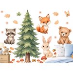 Nalepte.cz Strom a lesní zvířátka textilní přelepitelné samolepky na zeď arch 39 x 46 cm – Hledejceny.cz