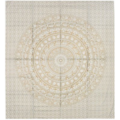 Sanu Babu Přehoz s tiskem, mandala sloni, bílo-zlatý, 230x210cm – Zboží Dáma