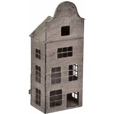 Lepaso Kovový svícen domek šedý 33x13x9 cm – Zboží Mobilmania