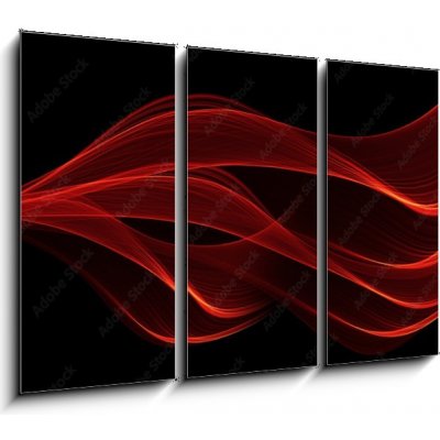 Obraz 3D třídílný - 105 x 70 cm - red glow energy wave. lighting effect abstract background with c červená zářivá energetická vlna. světelný efekt abstraktní pozadí s c – Zboží Mobilmania