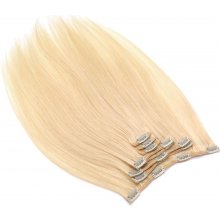 Clip in vlasy k prodlužování 60cm 120g 100% lidské REMY nejsvětlejší blond