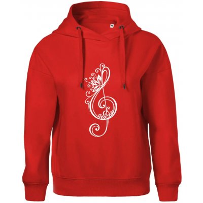 Houslový klíč kytky Oversized mikina dámská Moon kratší + širší Červená – Zboží Mobilmania