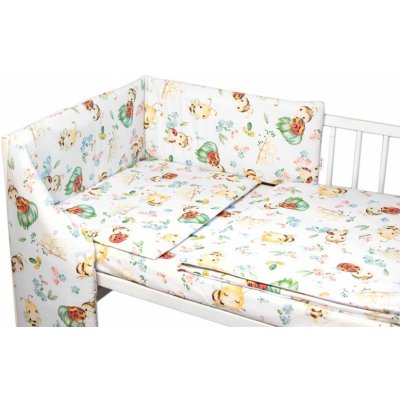 Baby Nellys 3-dílná sada Mantinel s povlečením Premium Včelky a Berušky bílá 120 x 90 cm – Zboží Dáma