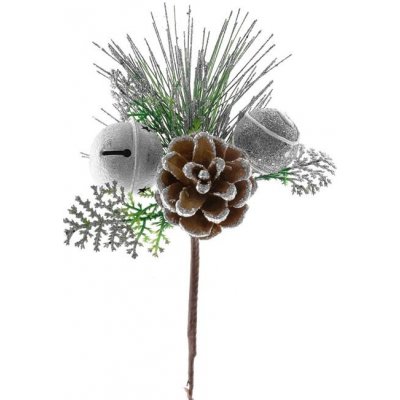 Vetvička MagicHome Vianoce s rolničkou strieborná 20 cm bal. 6 ks – Hledejceny.cz