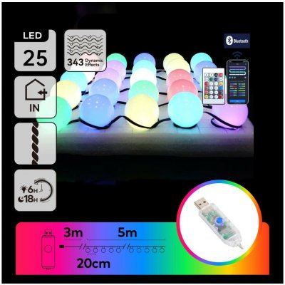 Aigostar B.V. - LED RGBIC Dekorační řetěz 25xLED/5W/USB 5 m multicolor B10303Q5Q – Hledejceny.cz