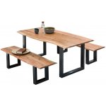 SOB Nábytek Andrea stůl + 2 lavice černé nohy SET180X90Č – Hledejceny.cz