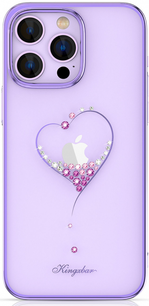 Pouzdro Kingxbar Wish Series silikonové s original Swarovski crystals na iPhone 14 PRO MAX fialové