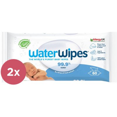 WATERWIPES Vlhčené obrousky bez obsahu plastů 2 x 60 ks – Zbozi.Blesk.cz