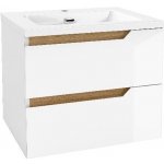 kielle Oudee - Skříňka s umyvadlem 60 cm, lesklá bílá/tmavý dub 50002S610 – Zboží Mobilmania