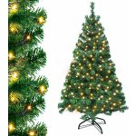 XMTECH LED 180CM umělý vánoční stromek zelené PVC jehly pro vánoční výzdobu s teplým světelným řetězem – Zboží Mobilmania