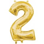 Amscan Balónek narozeniny číslo 2 zlatý 33 cm x 20 cm – Zbozi.Blesk.cz