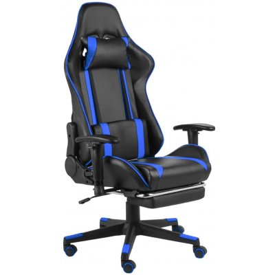 Nabytek XL Otočná herní židle s podnožkou modrá PVC