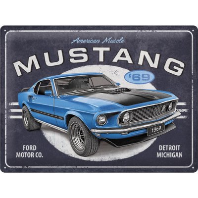 Nostalgic Art Plechová cedule Ford Mustang 1969 Mach 1 Blue 30 cm x 40 cm