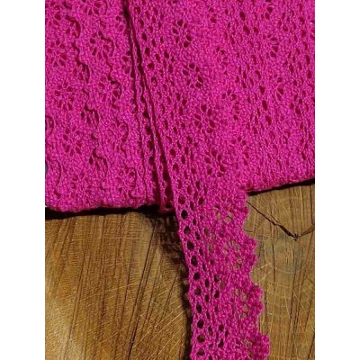 Bavlněná krajka šíře 25 mm paličkovaná pink – Zboží Dáma