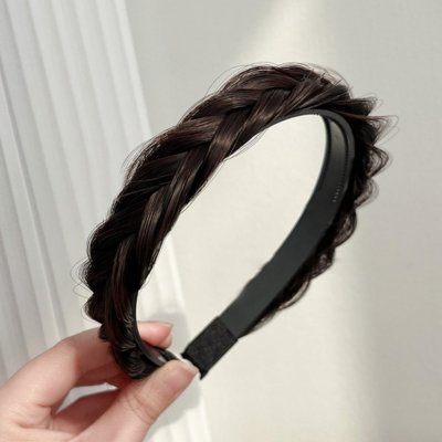 Vlasová čelenka s pleteným copánkem - M2/33 (mix tmavá pralinka/tmavý kaštan) – Zboží Mobilmania