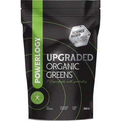 Powerlogy Upgraded Organic Greens prášek na přípravu nápoje s detoxikačním účinkem 300 g