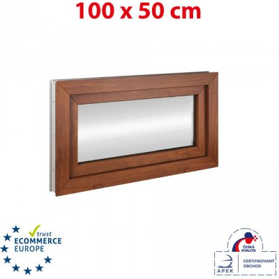 Okna Hned Plastové okno 100x50 cm zlatý dub/bílá Sklopné – Zbozi.Blesk.cz