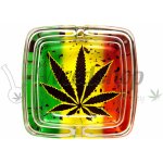 WeedShop Skleněný popelník hranatý List konopí List rasta – Zboží Dáma