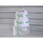 dortNEdort Třípatrový plenkový dort s plyšovým medvídkem nebo sloníkem usínáčkem Šedá deka mint mašle náplň pro holčičku – Zbozi.Blesk.cz