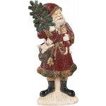 Clayre & Eef Červená vánoční dekorace socha Santa se stromkem - 9*4*23 cm – Hledejceny.cz