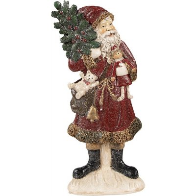 Clayre & Eef Červená vánoční dekorace socha Santa se stromkem - 9*4*23 cm – Hledejceny.cz