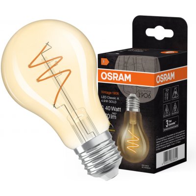 Osram A60 E27 4,9W = 40W 470 lm 2700K teplá bílá CRI90 Filament Dimmable Vintage 1906 – Hledejceny.cz
