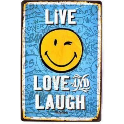Ceduľa Live Love Laught Vintage style 30cm x 20cm Plechová tabuľa – Zboží Mobilmania