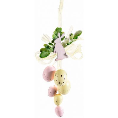 Artfromitaly Velikonoční závěsná dekorace zajíček s vejci 20 cm Růžová