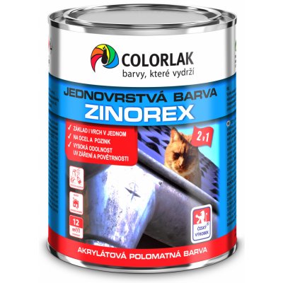 Colorlak ZINOREX S 2211 / Kovářská šedá / 0,6L akrylátová polomatná jednovrstvá barva na ocel a zinek