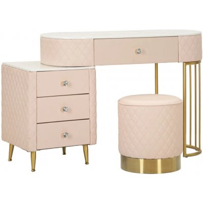 Mauro Ferretti toaletní stolek Sharon s taburetem ekokůže růžový zlatý – Zboží Mobilmania