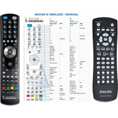 Dálkový ovladač General Philips DVD750VR, DVD757VR, DVDR3320VR, DVP620VR, DVP3050, DVP3100V – Hledejceny.cz