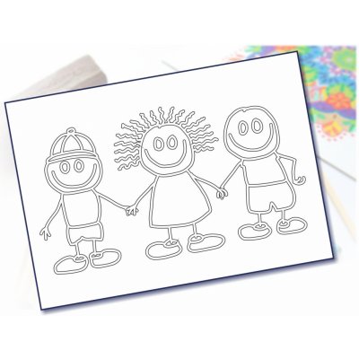 Radost v písku Šablona na pískování kamarádi A4 – Sleviste.cz