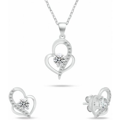 Brilio Silver Originální set stříbrných šperků Srdíčka s čirými zirkony SET294W (náhrdelník, náušnice) – Hledejceny.cz