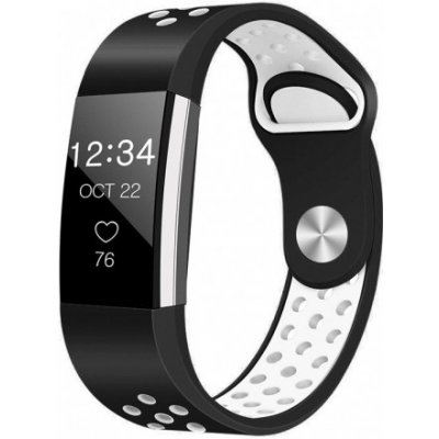 BStrap Silicone Sport Large řemínek na Fitbit Charge 2, black/white SFI003C04 – Zboží Mobilmania