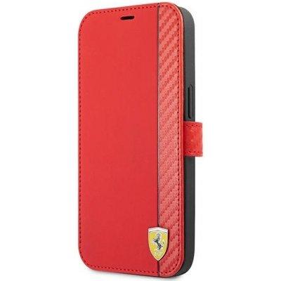 Pouzdro Ferrari knížkové iPhone 13 / 13 Pro red On Track Carbon Stripe