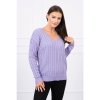 Dámský svetr a pulovr Pletený svetr s výstřihem do V fialový