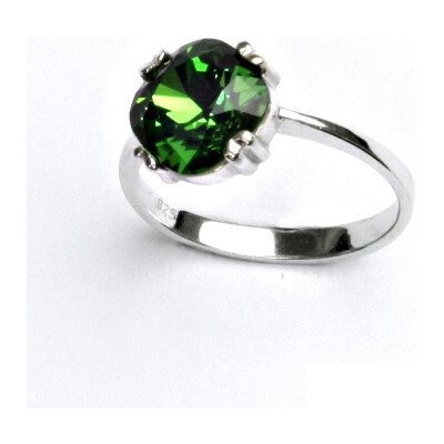 Čištín Stříbrný se Swarovski krystalem krystal emerald prstýnek T 1225 – Zboží Mobilmania