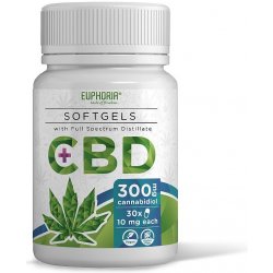 Euphoria CBD kapsle SoftGels 300 mg širokospektrální 30 ks x 10 mg