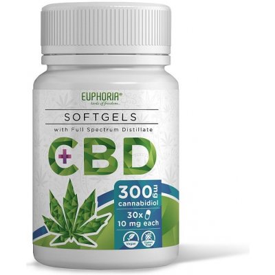 Euphoria CBD kapsle SoftGels 300 mg širokospektrální 30 ks x 10 mg – Sleviste.cz