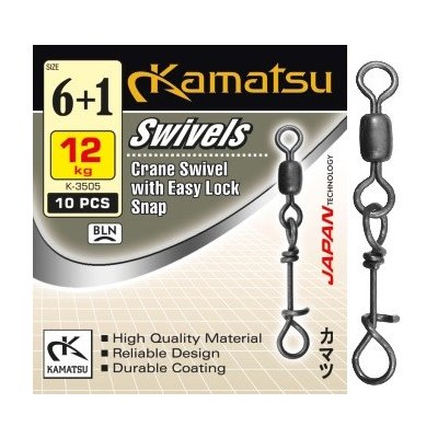 Kamatsu Obratlík s Karabinou Crane Swivel With Easy-Lock Snap Velikost 10+0 10 ks Nosnost: 7kg