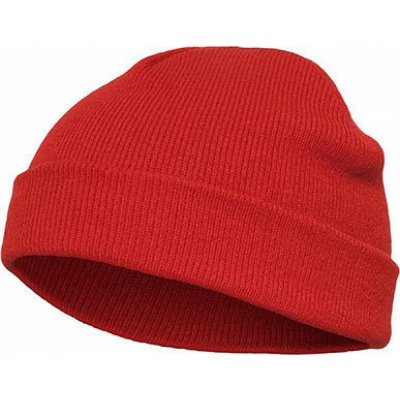 Flexfit Silná ohrnovací Beanie čepice z husté pleteniny Červená