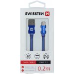 Swissten 71521108 USB / USB-C TEXTILE, 0,2m, modrý – Hledejceny.cz