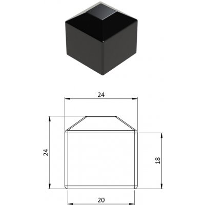 Kovoinox Vnější krytka 20 x 20 mm, plastová PE, černá – Sleviste.cz