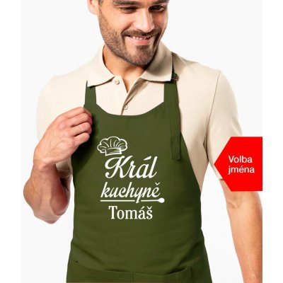 Kariban HobbyTriko Zástěra pro muže se jménem Král kuchyně Khaki – Hledejceny.cz