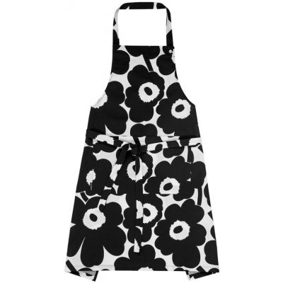 Marimekko zástěra Pieni Unikko černo-bílá