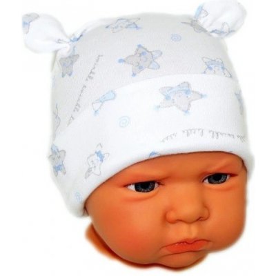 Chlapecká kojenecká čepička hvězdičky s modrou