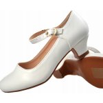 Střevíčky k prvnímu svatému přijímání podpatek lak kůže bílé – Zboží Dáma