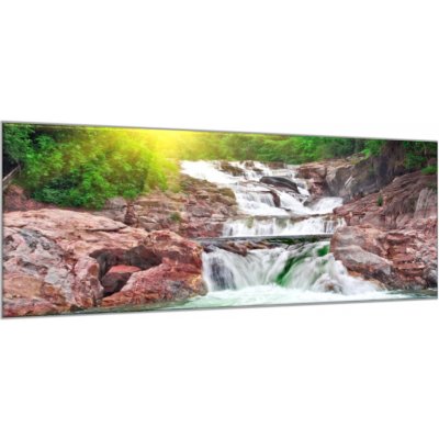 Obraz skleněný les a řeka - 50 x 70 cm