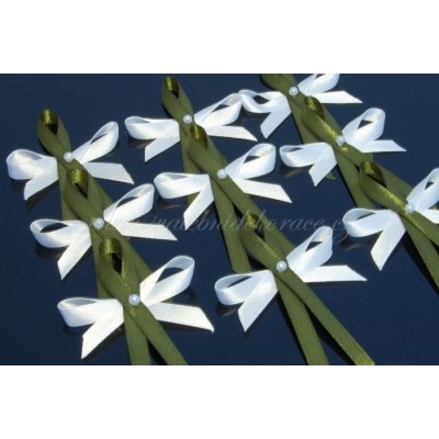 Svatební vývazky s perličkou a atlasovou stužkou (1 ks) – Zboží Dáma